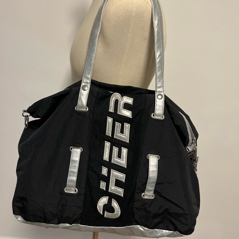Black and Silver Cheer Nylon Tote Bag